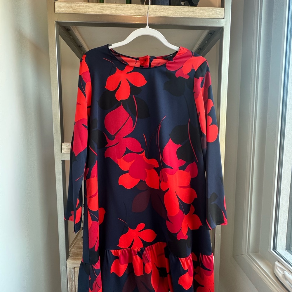 Halogen Red and Navy Printed Dropwaist Shift